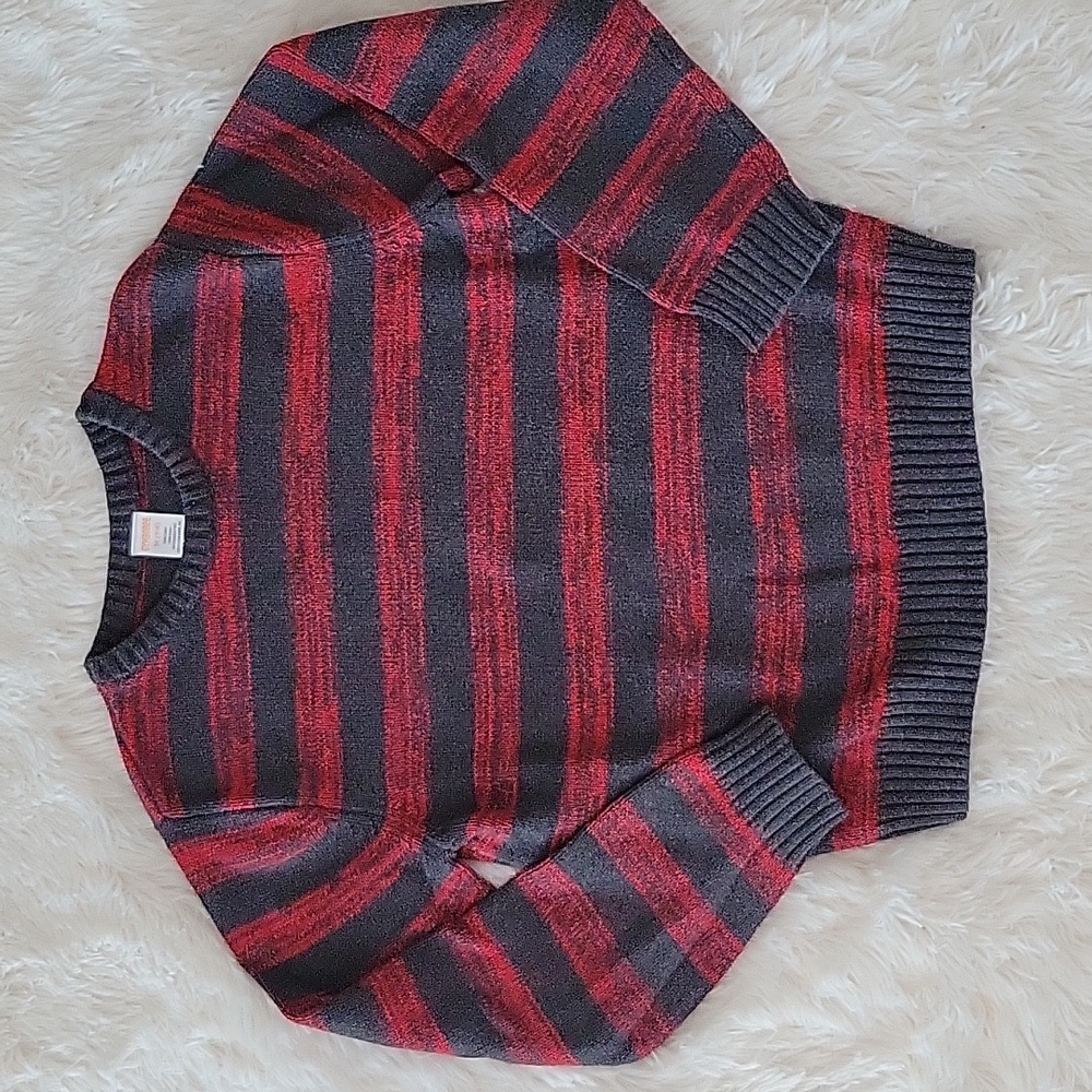 Gymboree Marled Red And Gray Striped Pullover Sweater Boys Size 7/8